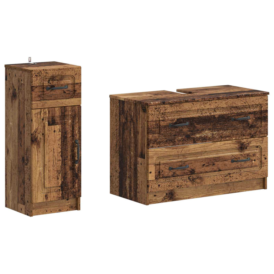 vidaXL Juego de gabinete de baño de 2 piezas UTRECHT Madera envejecida
