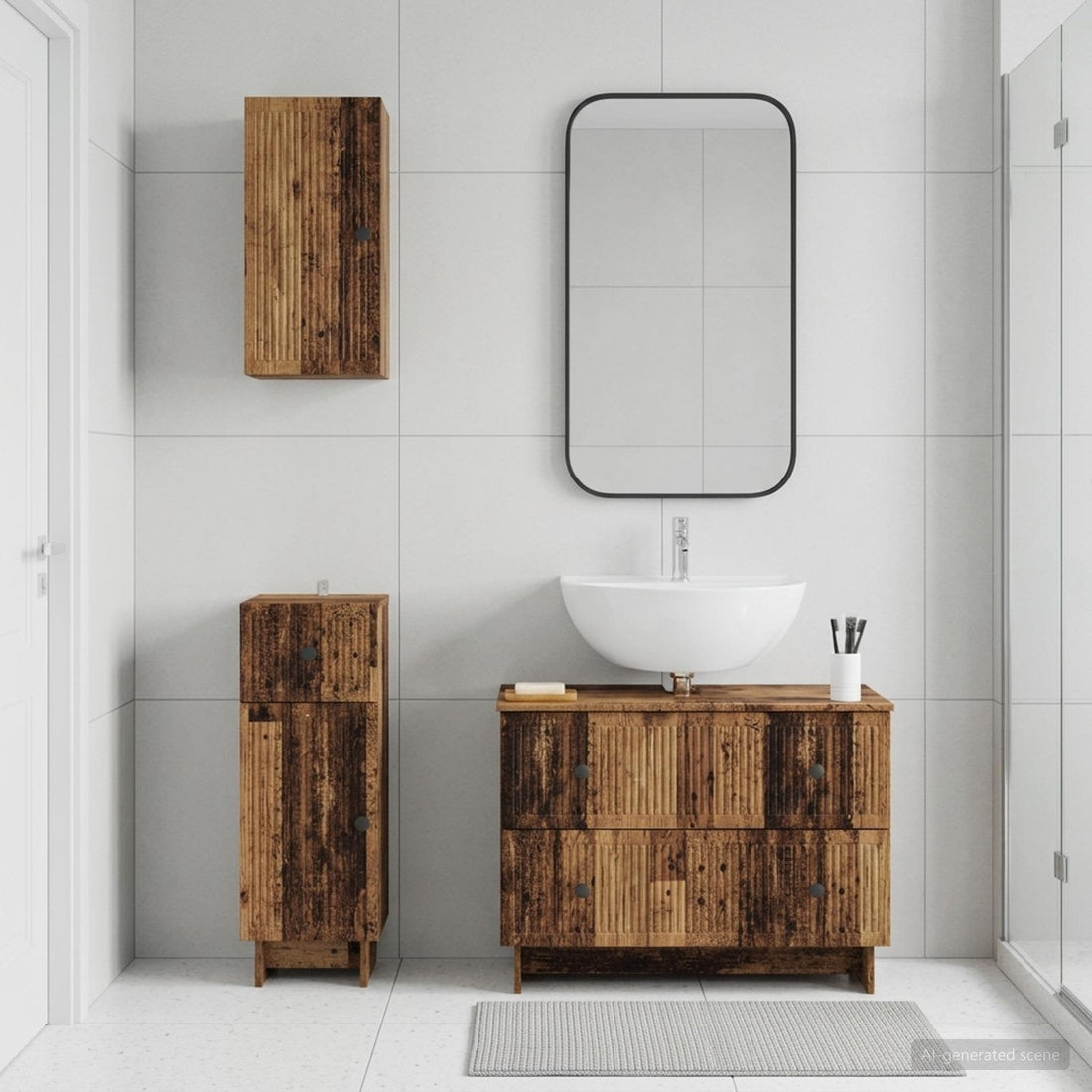 vidaXL Juego de armarios de baño de 3 piezas EDE Madera envejecida