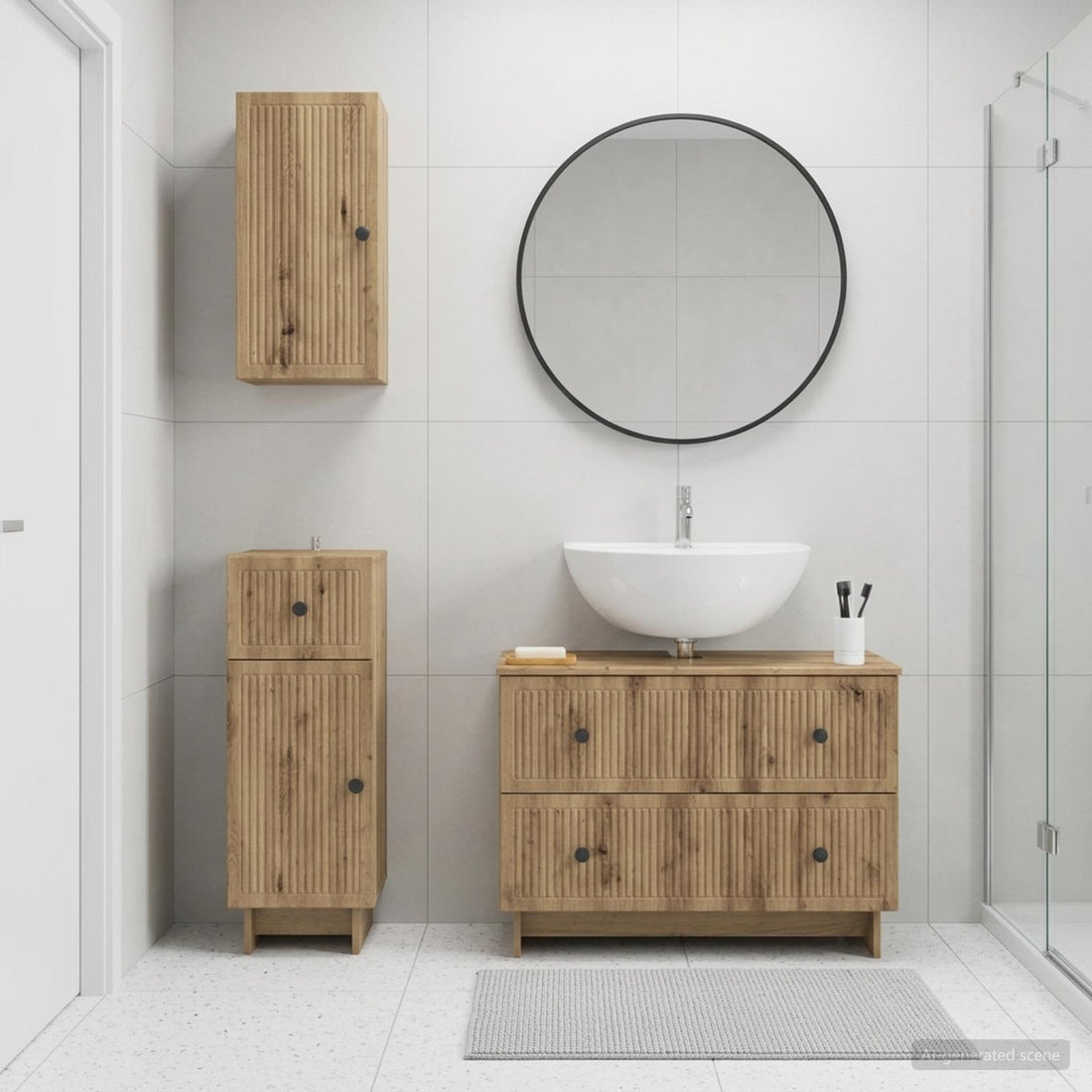 vidaXL Juego de armarios de baño de 3 piezas EDE Roble artisan