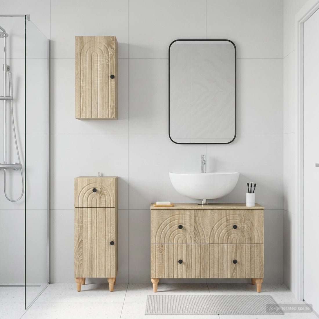 vidaXL Juego de armarios de baño de 3 piezas ALKMAAR Roble Sonoma