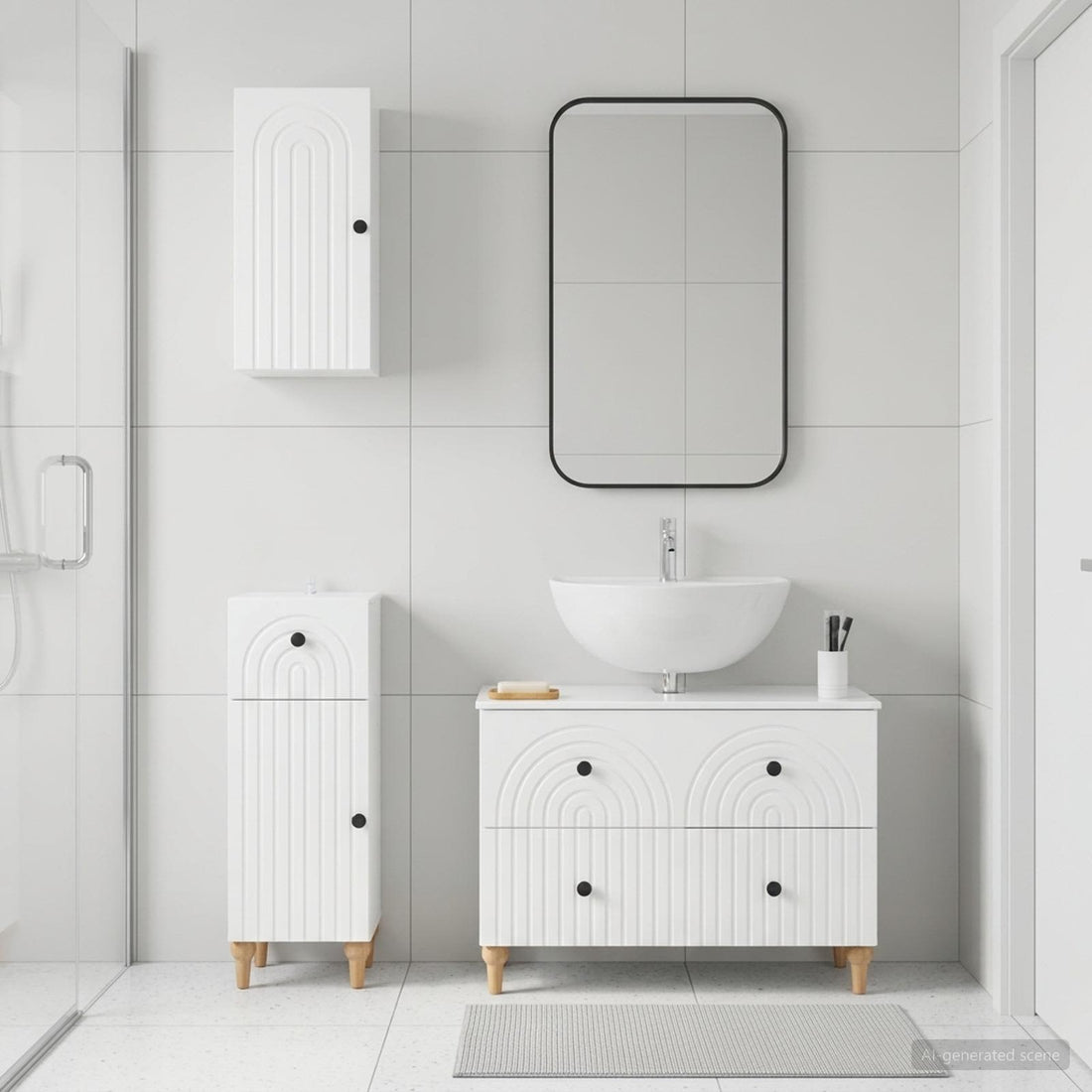 vidaXL Juego de armarios de baño de 3 piezas ALKMAAR Blanco Brillante