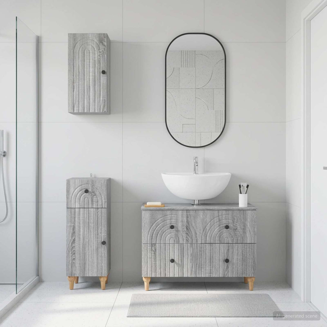 vidaXL Juego de armarios de baño de 3 piezas ALKMAAR Sonoma gris