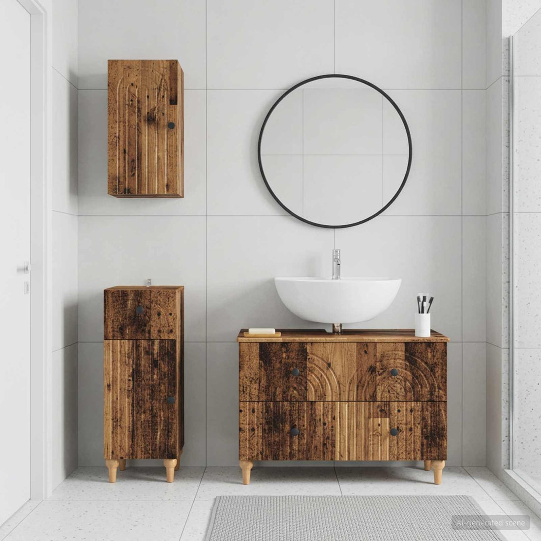 vidaXL Juego de armarios de baño de 3 piezas ALKMAAR Madera envejecida