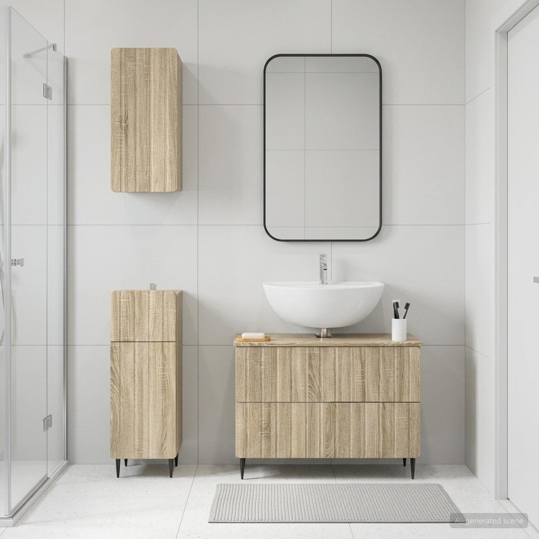 vidaXL Juego de armarios de baño de 3 piezas ZWOLLE Roble Sonoma