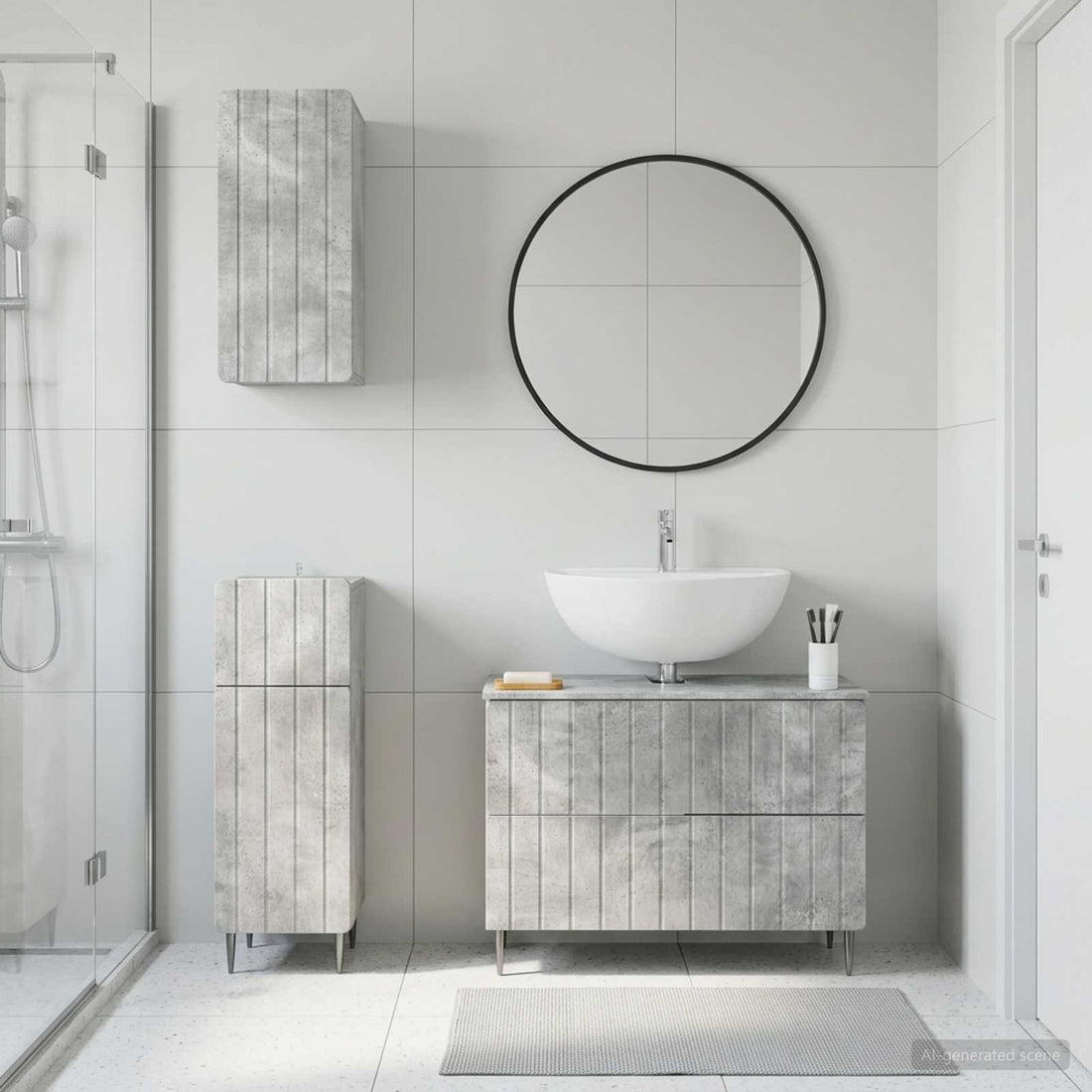 vidaXL Juego de armarios de baño de 3 piezas ZWOLLE Gris Hormigón