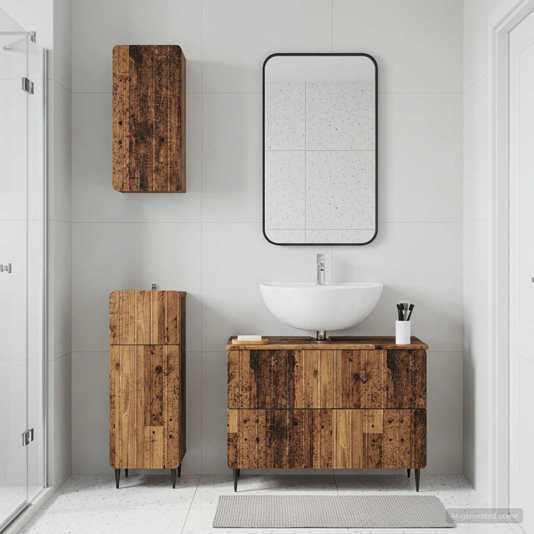 vidaXL Juego de armarios de baño de 3 piezas ZWOLLE Madera envejecida
