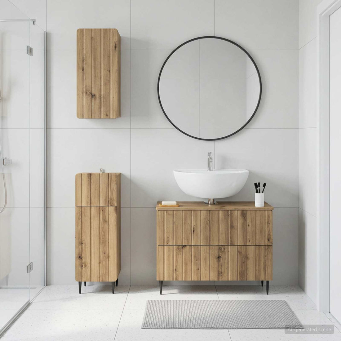 vidaXL Juego de armarios de baño de 3 piezas ZWOLLE Roble artisan
