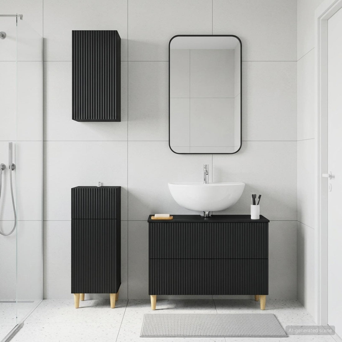 vidaXL Juego de armarios de baño de 3 piezas ARNHEM Negro