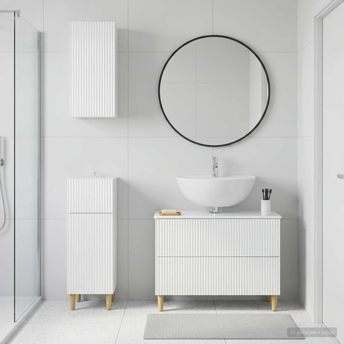 vidaXL Juego de armarios de baño de 3 piezas ARNHEM Blanco Brillante
