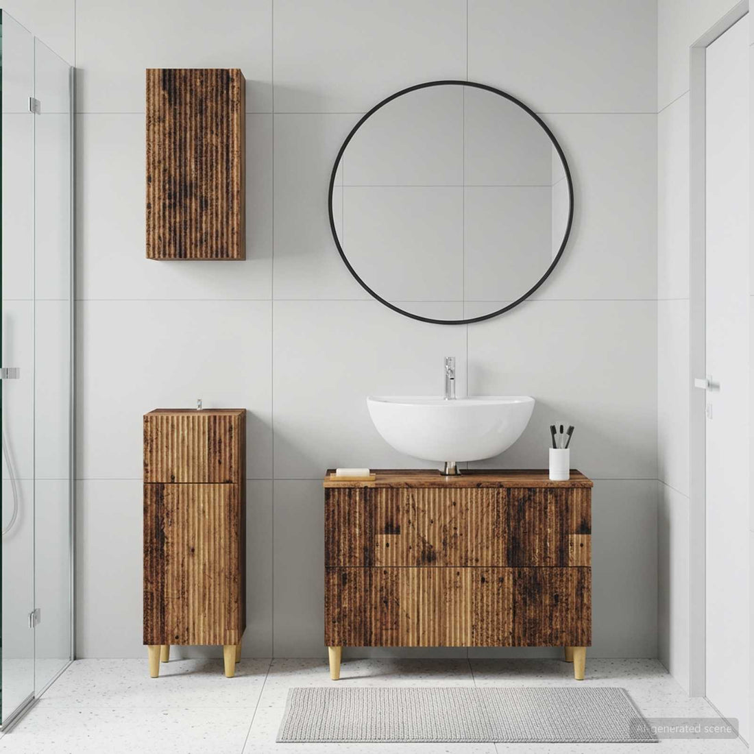 vidaXL Juego de armarios de baño de 3 piezas ARNHEM Madera envejecida
