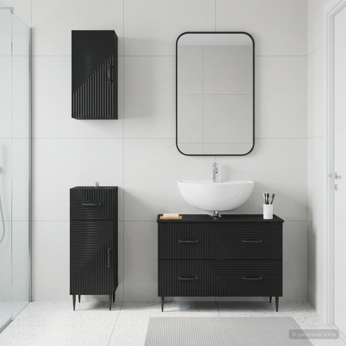vidaXL Juego de armarios de baño de 3 piezas HAARLEM Negro
