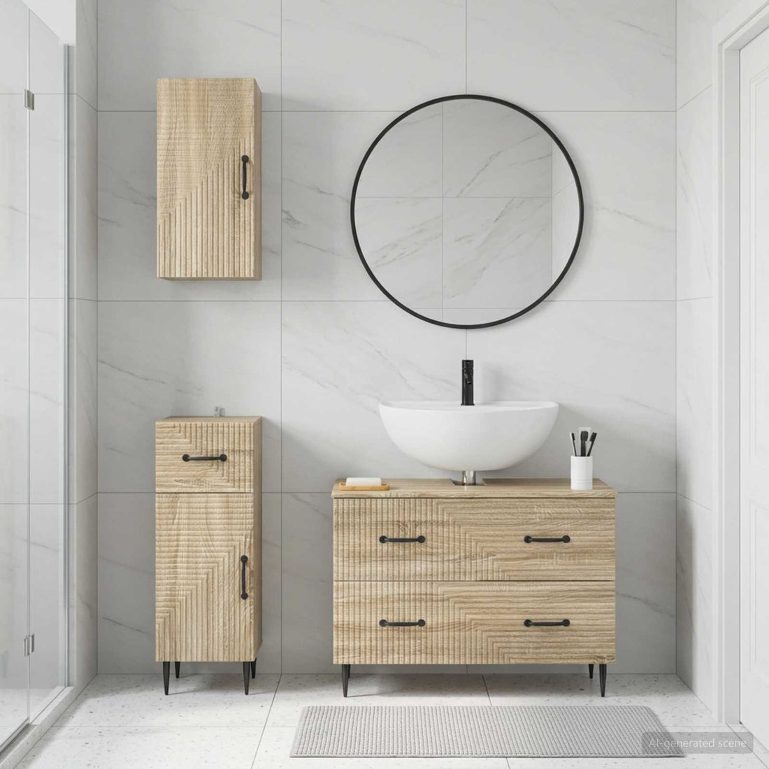 vidaXL Juego de armarios de baño de 3 piezas HAARLEM Roble Sonoma