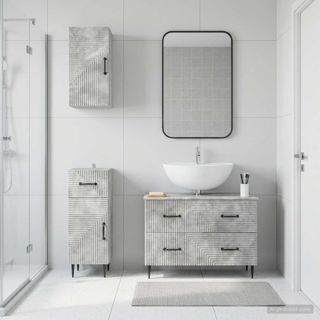 vidaXL Juego de armarios de baño de 3 piezas HAARLEM Gris Hormigón