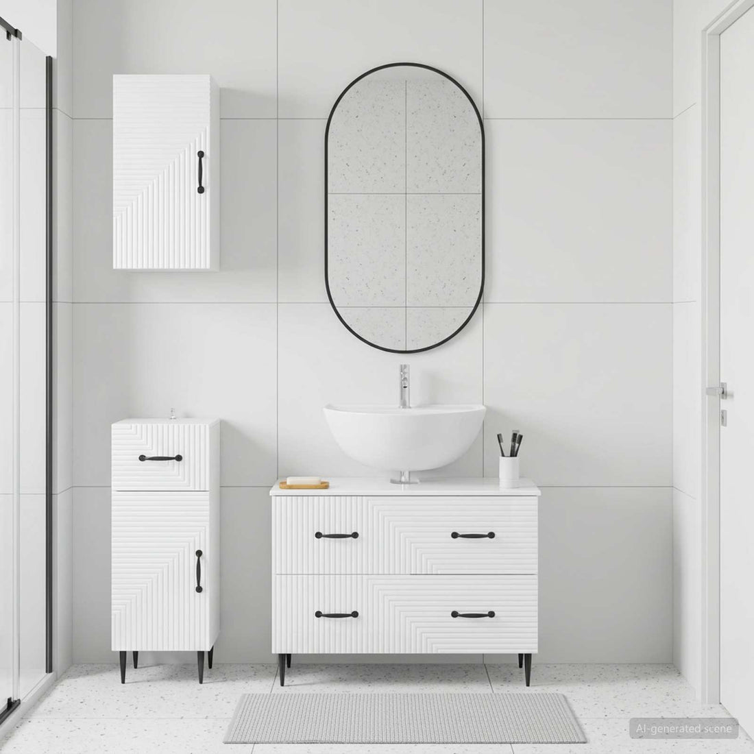 vidaXL Juego de armarios de baño de 3 piezas HAARLEM Blanco Brillante