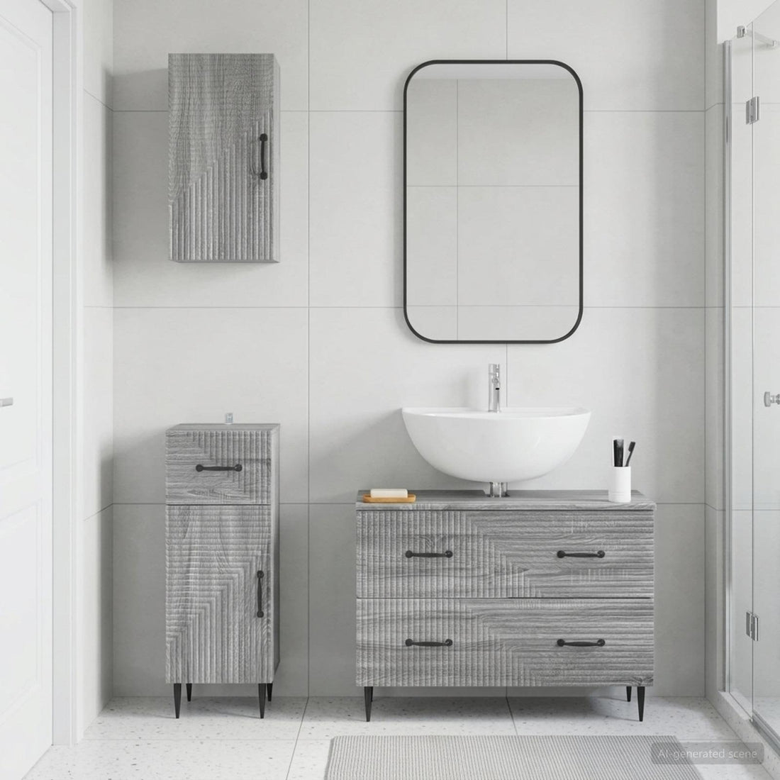 vidaXL Juego de armarios de baño de 3 piezas HAARLEM Sonoma gris