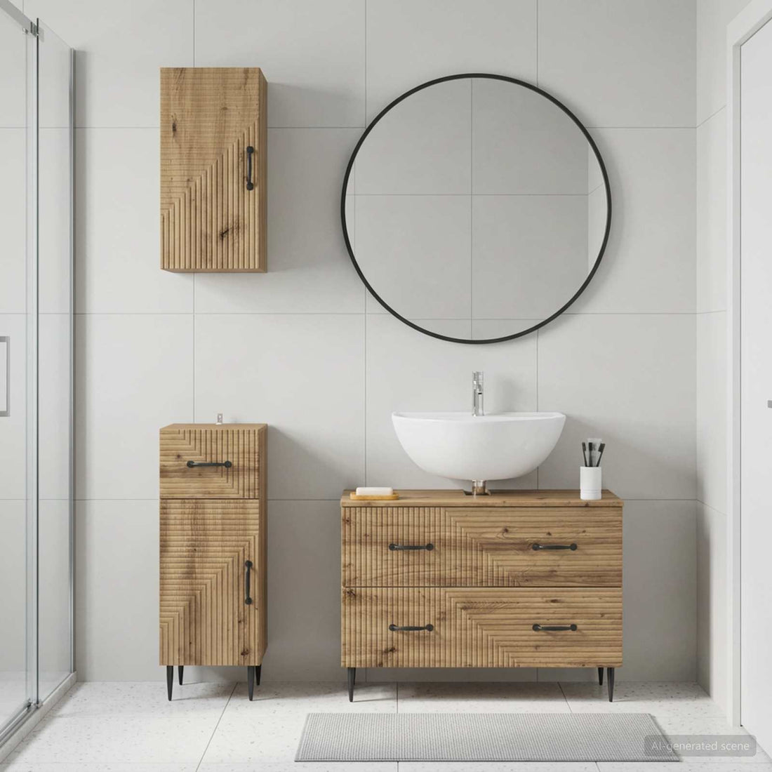 vidaXL Juego de armarios de baño de 3 piezas HAARLEM Roble artisan
