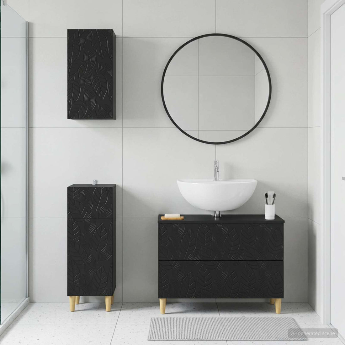 vidaXL Juego de armarios de baño de 3 piezas DELFT Negro