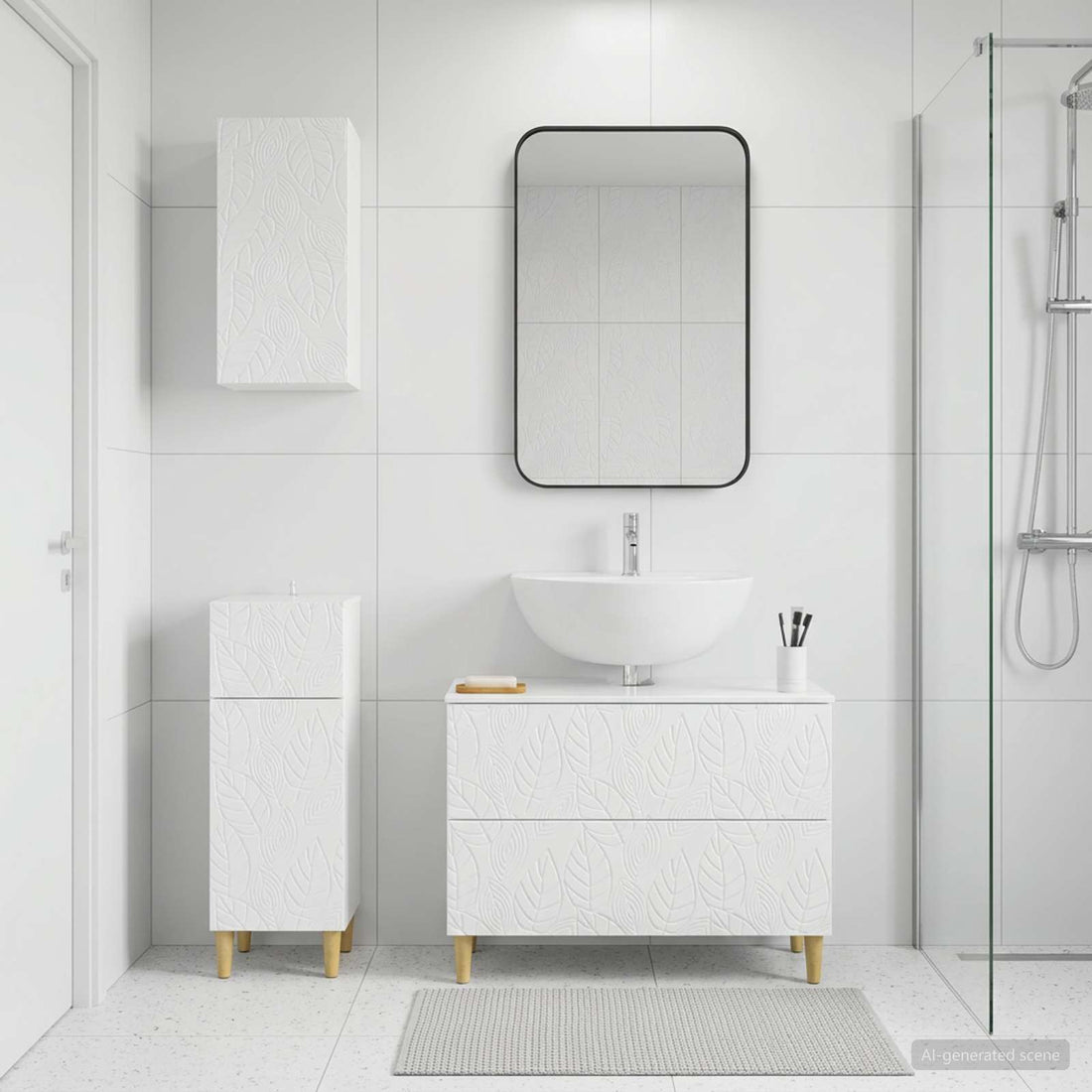 vidaXL Juego de armarios de baño de 3 piezas DELFT Blanco Brillante