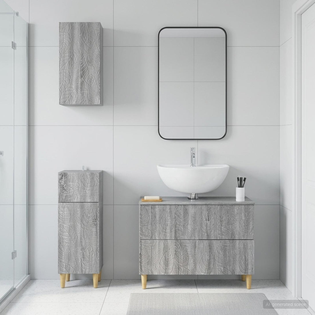 vidaXL Juego de armarios de baño de 3 piezas DELFT Sonoma gris