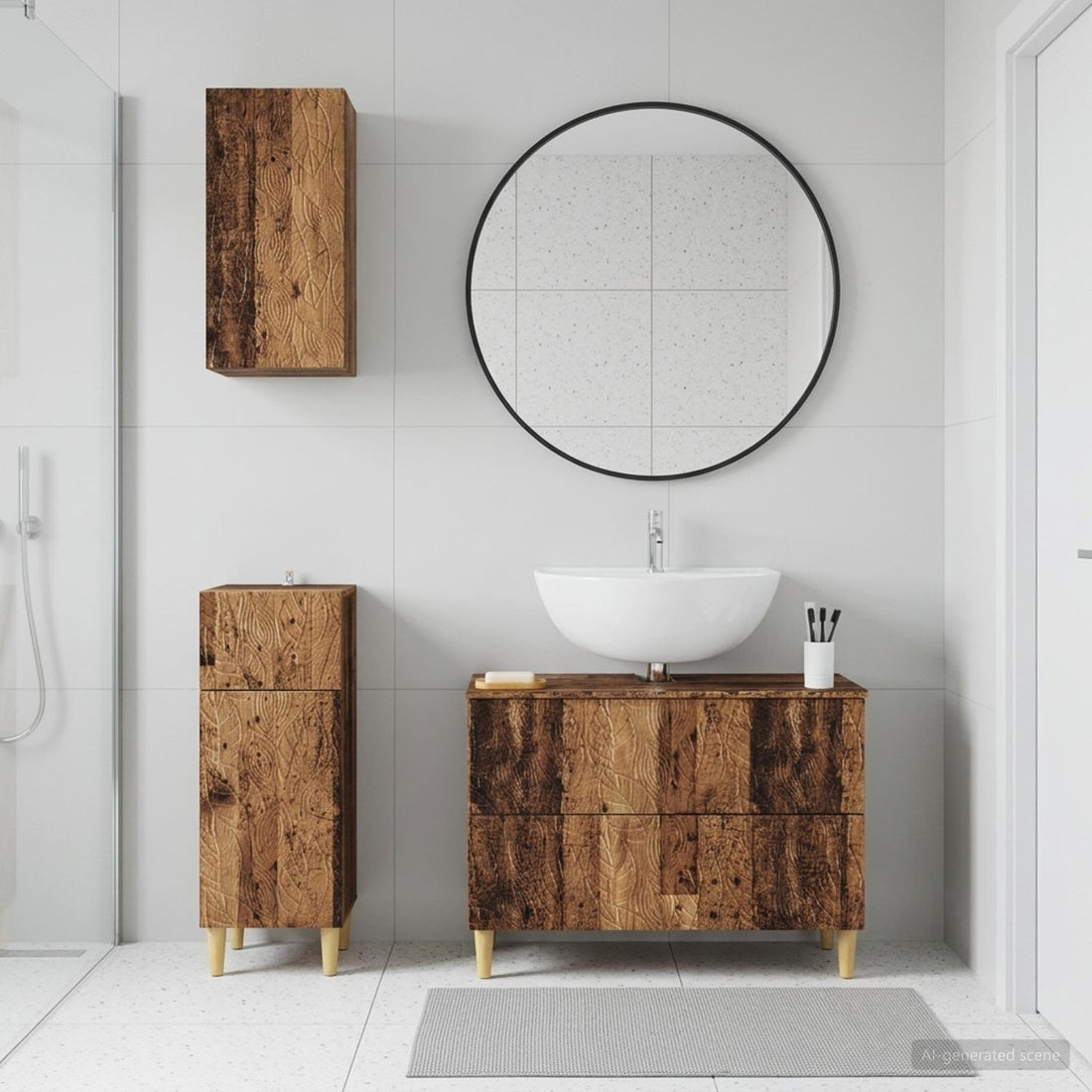 vidaXL Juego de armarios de baño de 3 piezas DELFT Madera envejecida