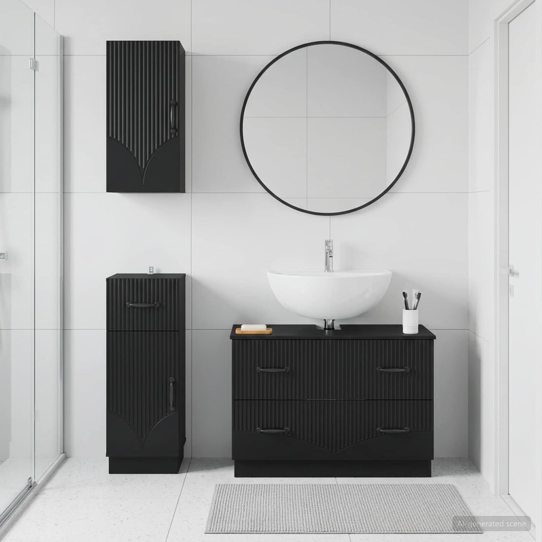vidaXL Juego de armarios de baño de 3 piezas HOORN Negro
