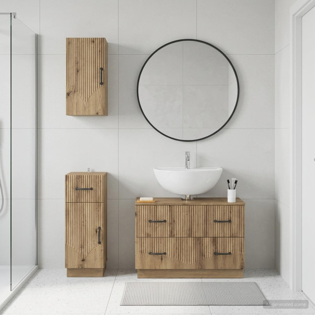 vidaXL Juego de armarios de baño de 3 piezas HOORN Roble artisan
