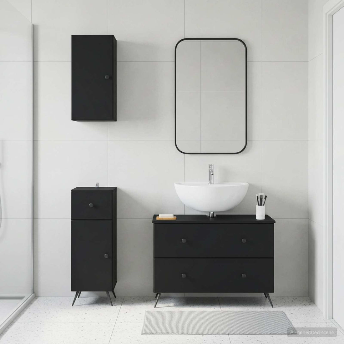 vidaXL Juego de armarios de baño de 3 piezas BREDA Negro