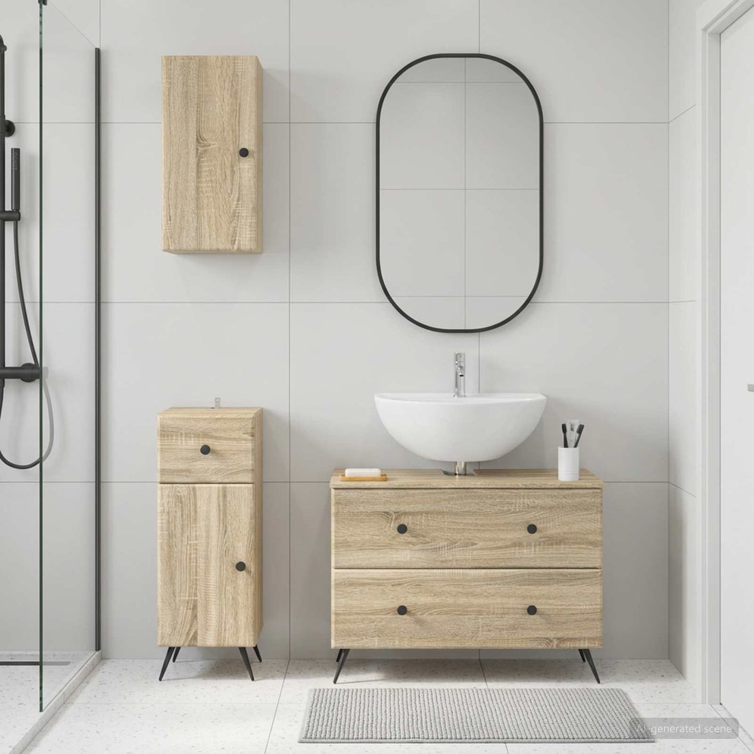 vidaXL Juego de armarios de baño de 3 piezas BREDA Roble Sonoma