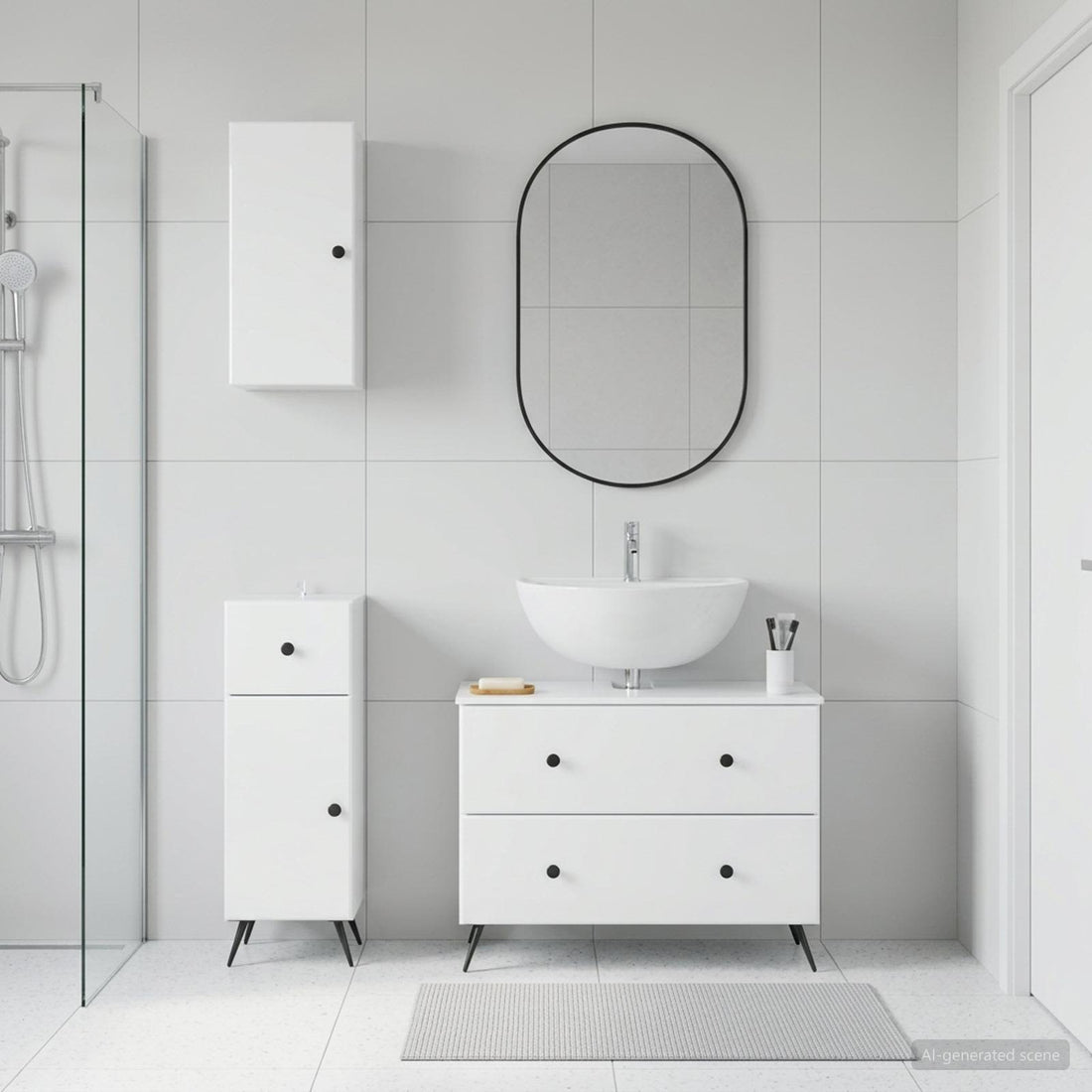 vidaXL Juego de armarios de baño de 3 piezas BREDA Blanco Brillante