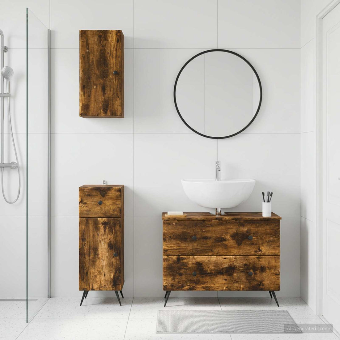 vidaXL Juego de armarios de baño de 3 piezas BREDA Roble Ahumado