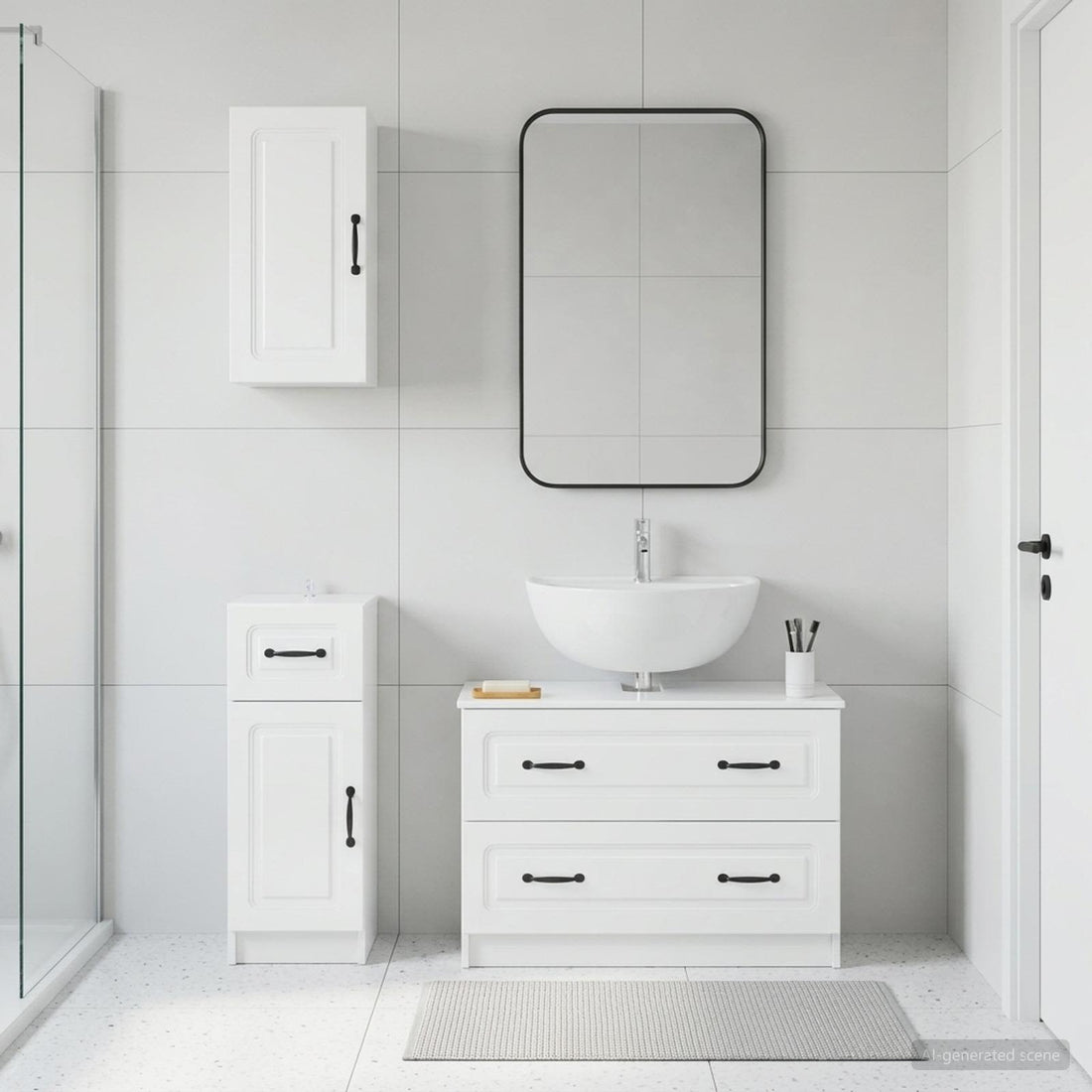 vidaXL Juego de armarios de baño de 3 piezas UTRECHT Blanco Brillante