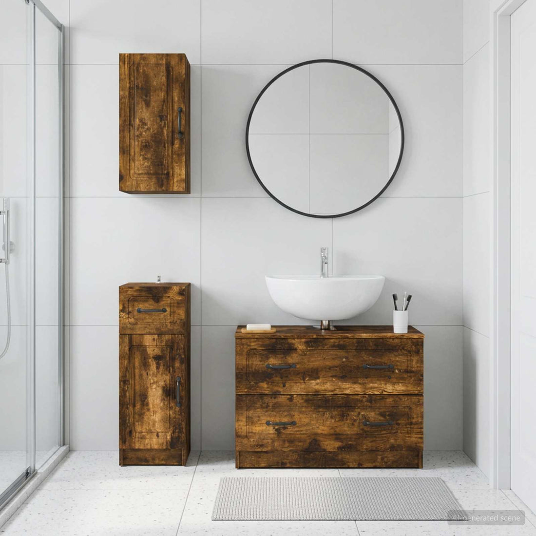 vidaXL Juego de armarios de baño de 3 piezas UTRECHT Roble Ahumado