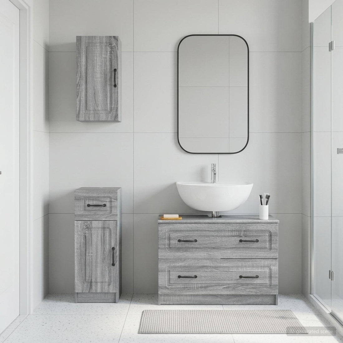 vidaXL Juego de armarios de baño de 3 piezas UTRECHT Sonoma gris