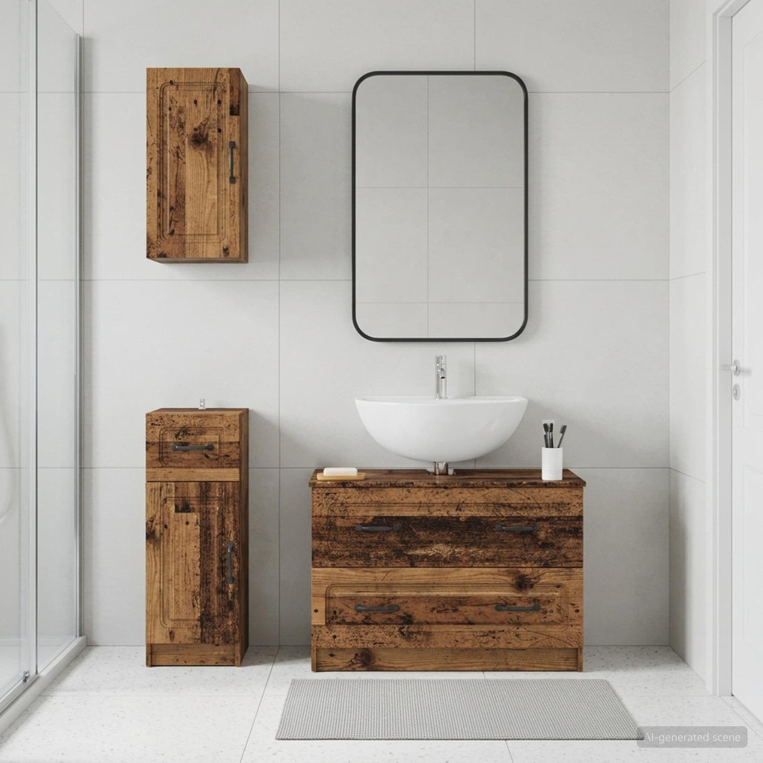 vidaXL Juego de armarios de baño de 3 piezas UTRECHT Madera envejecida