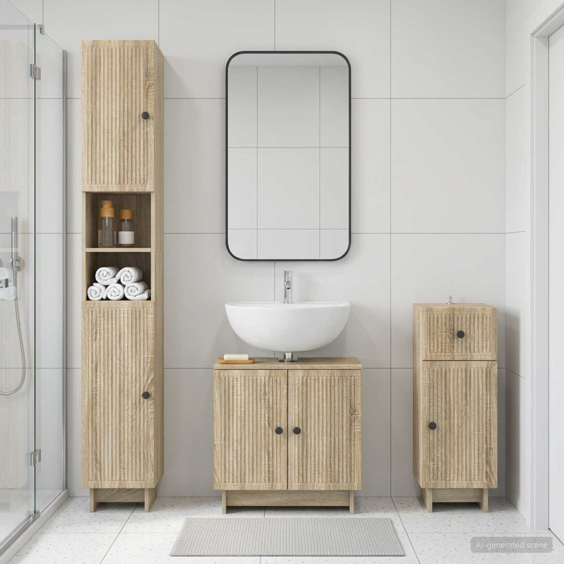 vidaXL Juego de armarios de baño de 3 piezas EDE Madera de ingeniería