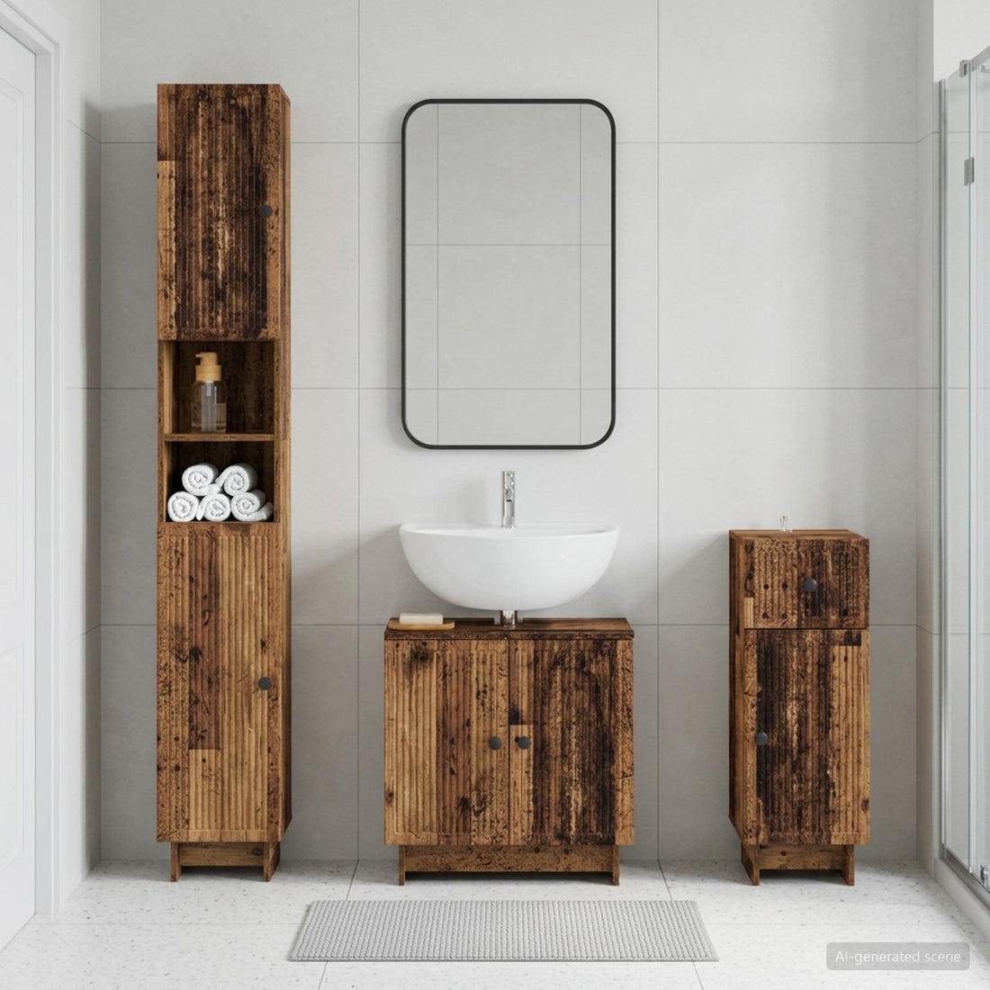 vidaXL Juego de armarios de baño de 3 piezas EDE Madera de ingeniería