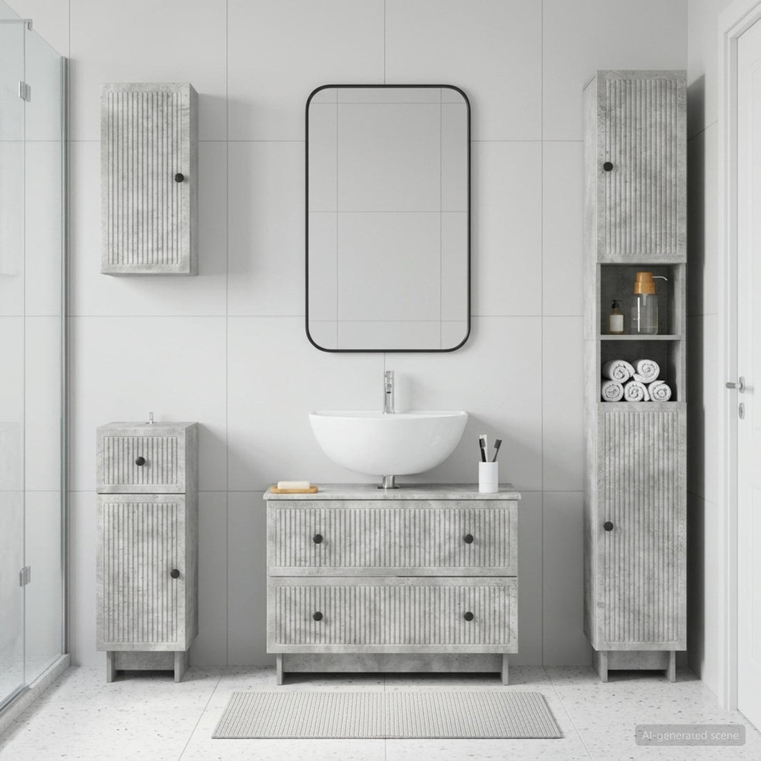 vidaXL Juego de armarios de baño de 4 piezas EDE Gris Hormigón