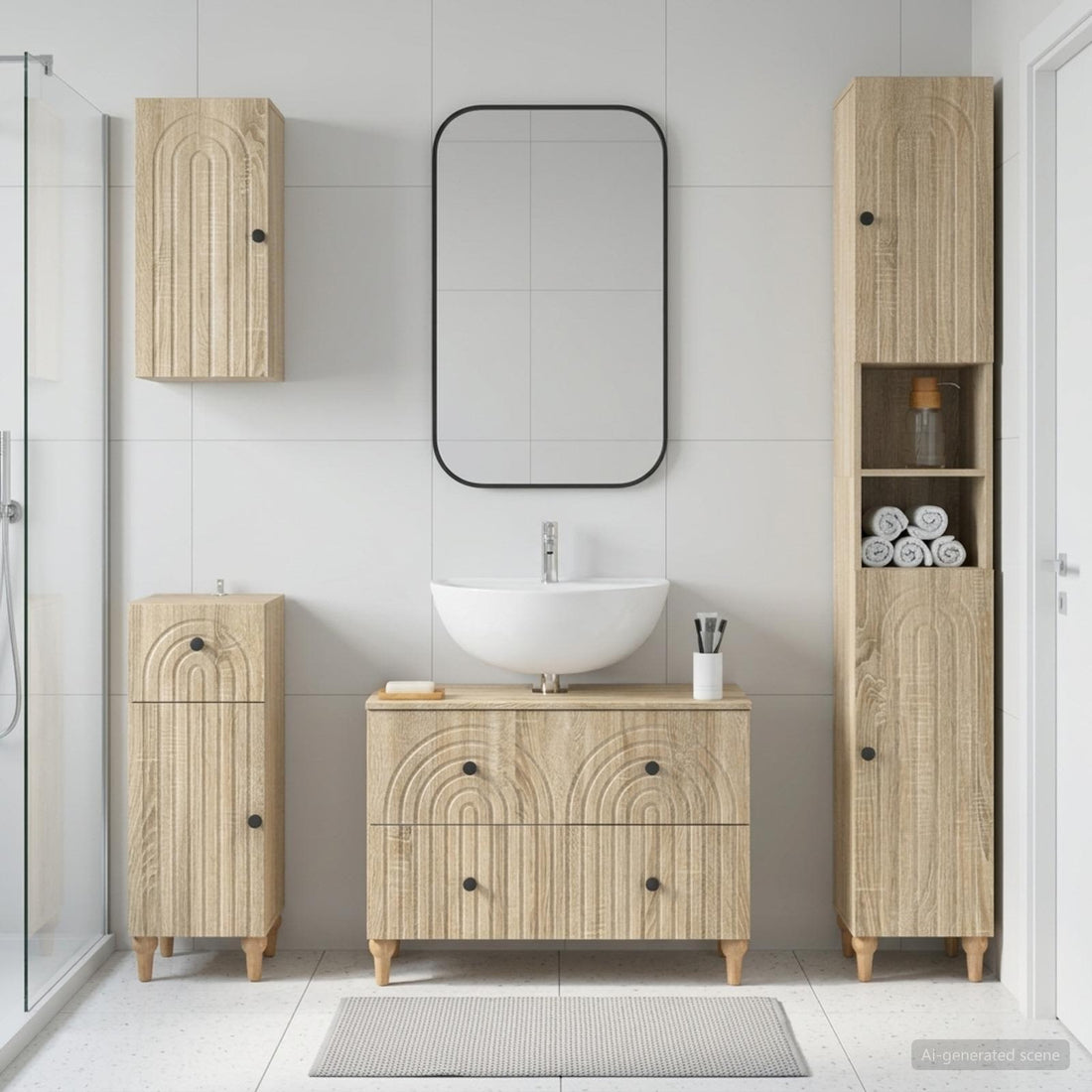 vidaXL Juego de armarios de baño de 4 piezas ALKMAAR Roble Sonoma