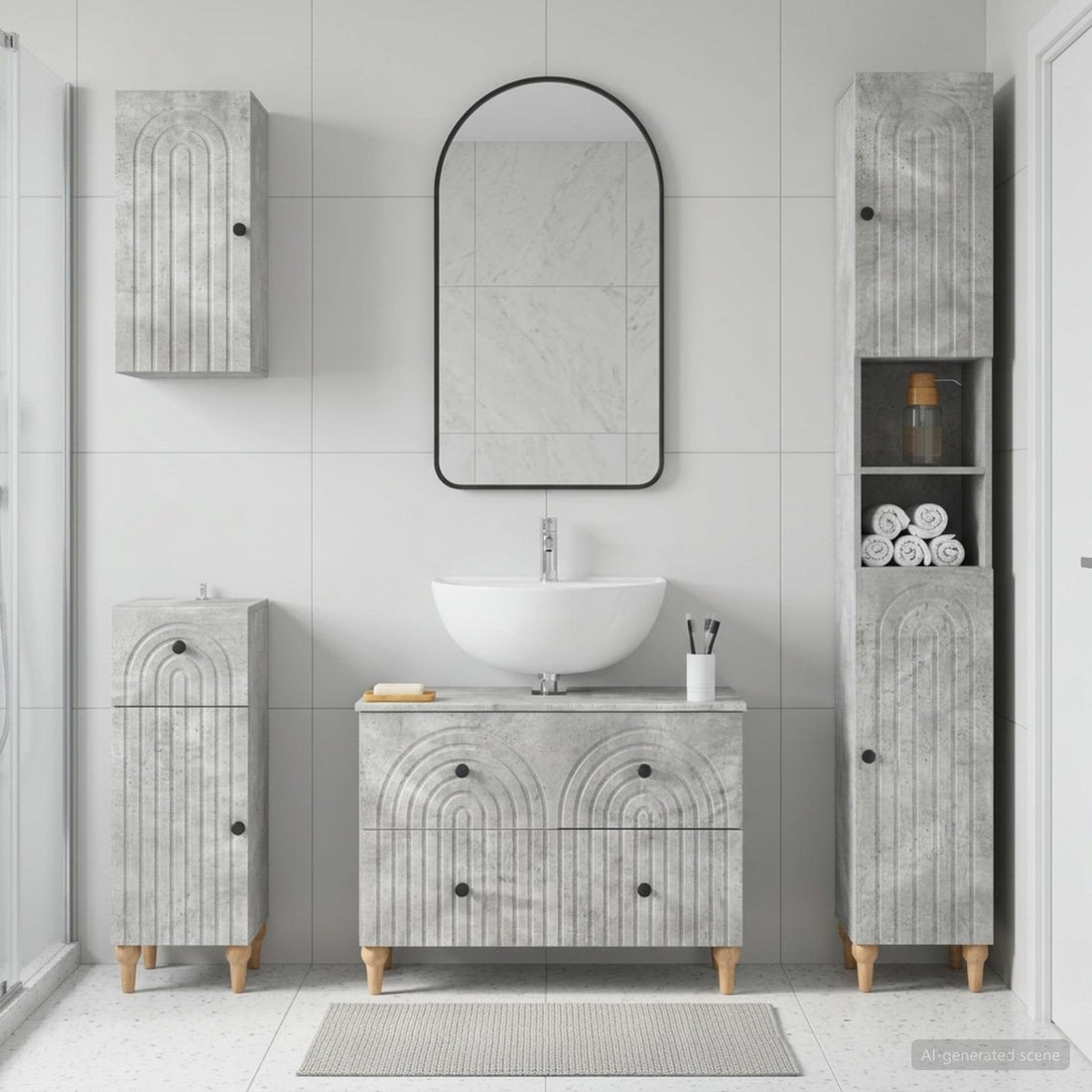 vidaXL Juego de armarios de baño de 4 piezas ALKMAAR Gris Hormigón