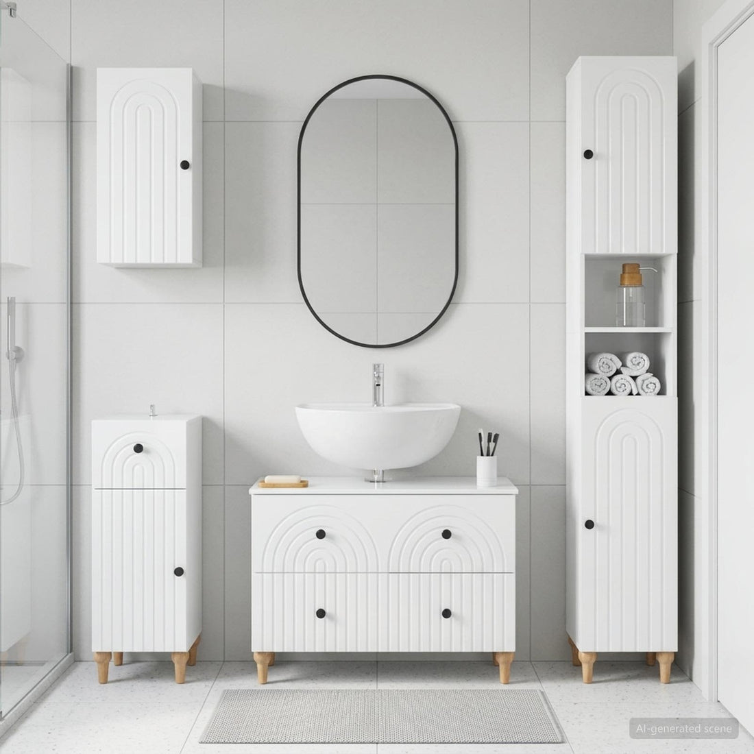 vidaXL Juego de armarios de baño de 4 piezas ALKMAAR Blanco Brillante