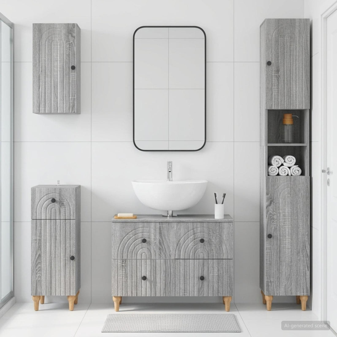 vidaXL Juego de armarios de baño de 4 piezas ALKMAAR Sonoma gris