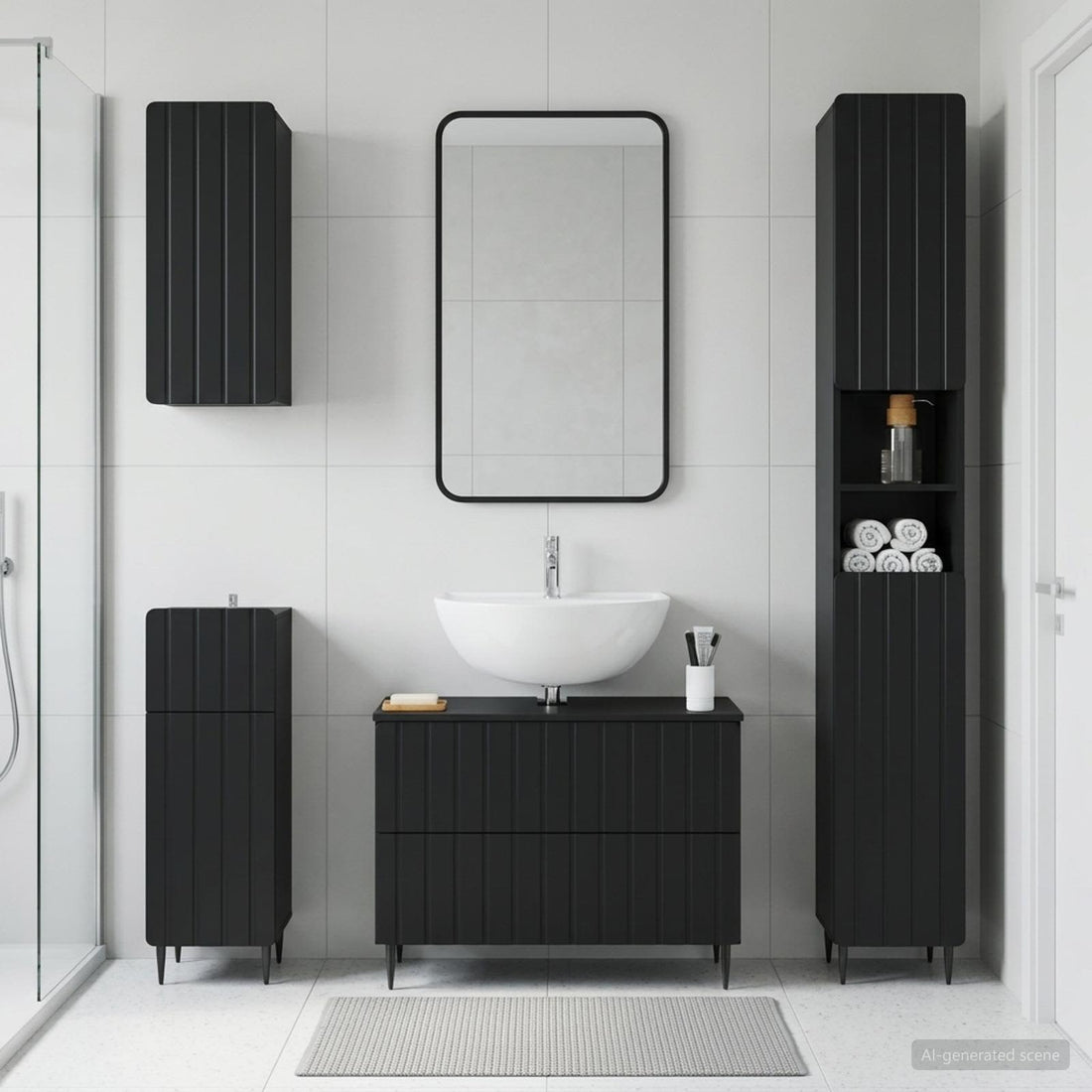 vidaXL Juego de armarios de baño de 4 piezas ZWOLLE Negro