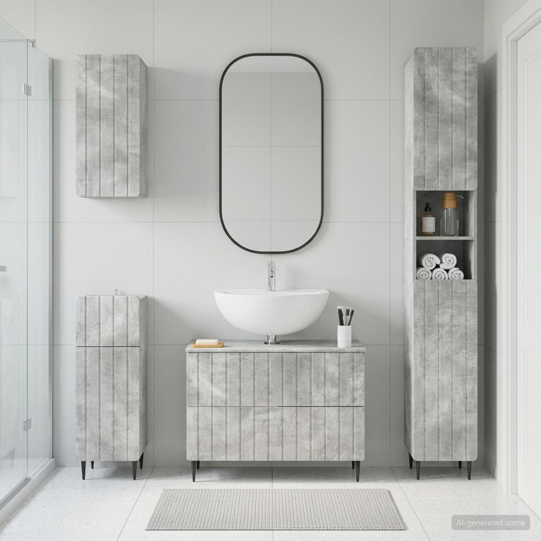 vidaXL Juego de armarios de baño de 4 piezas ZWOLLE Gris Hormigón