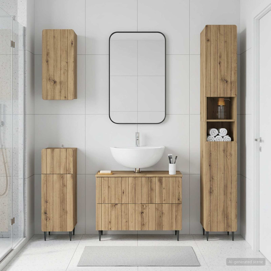vidaXL Juego de armarios de baño de 4 piezas ZWOLLE Roble artisan