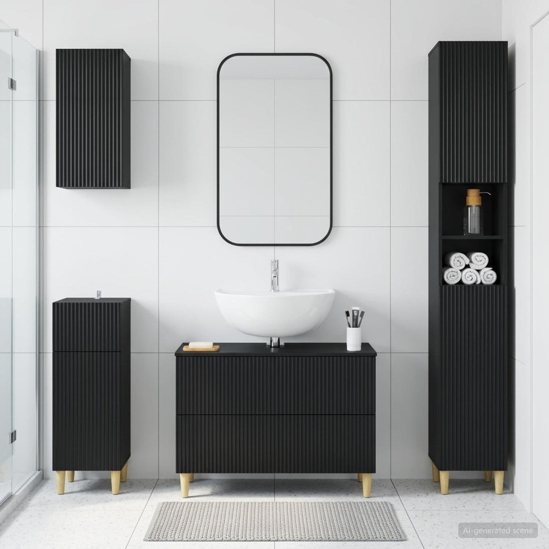 vidaXL Juego de armarios de baño de 4 piezas ARNHEM Negro
