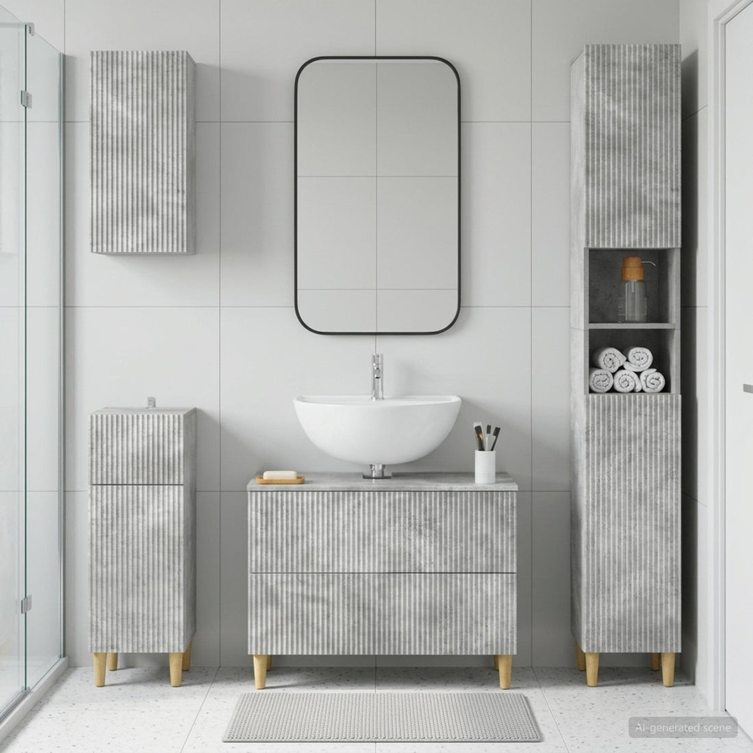 vidaXL Juego de armarios de baño de 4 piezas ARNHEM Gris Hormigón