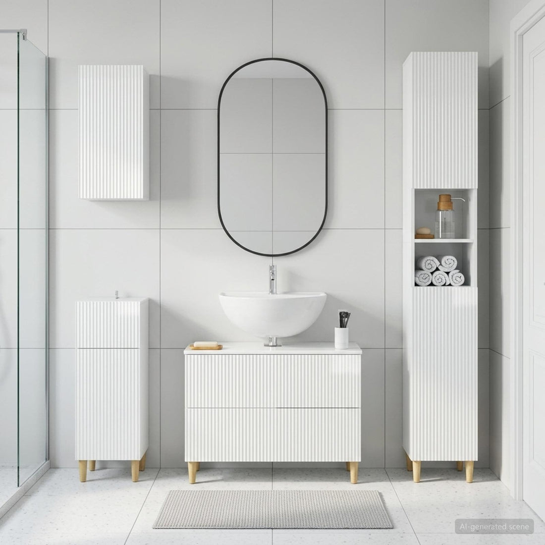 vidaXL Juego de armarios de baño de 4 piezas ARNHEM Blanco Brillante