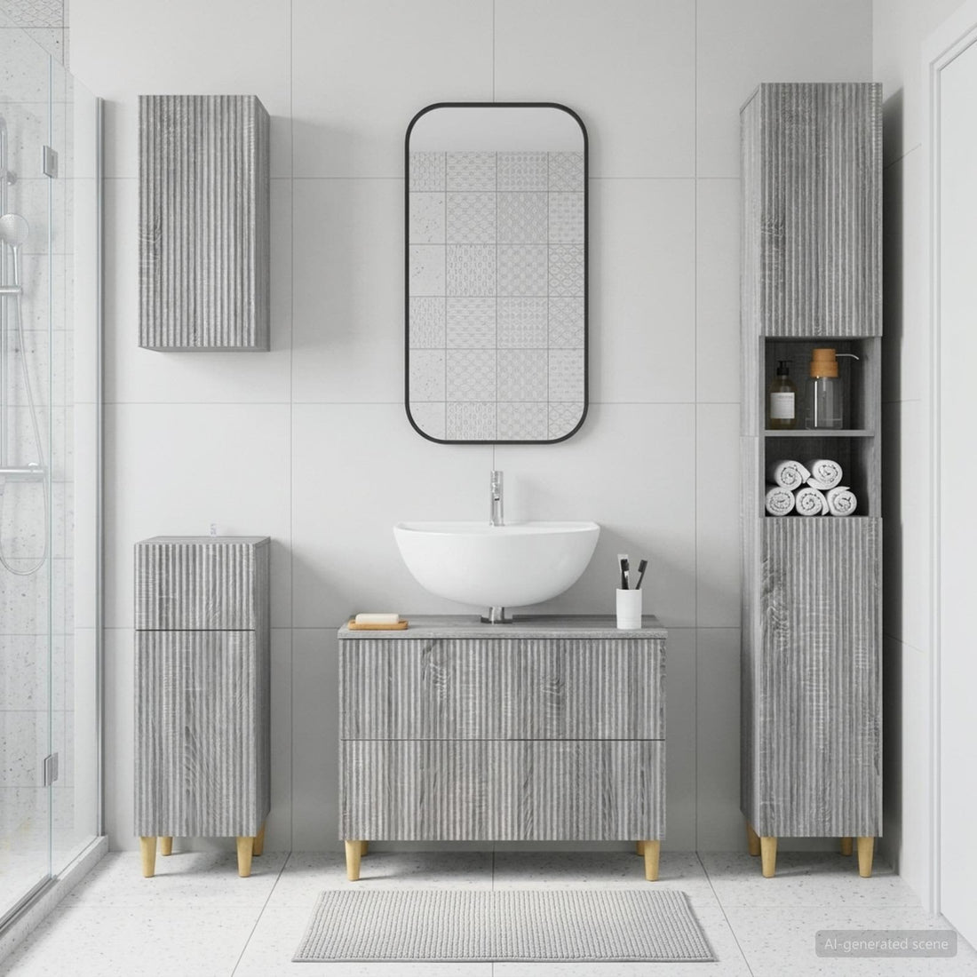 vidaXL Juego de armarios de baño de 4 piezas ARNHEM Sonoma gris