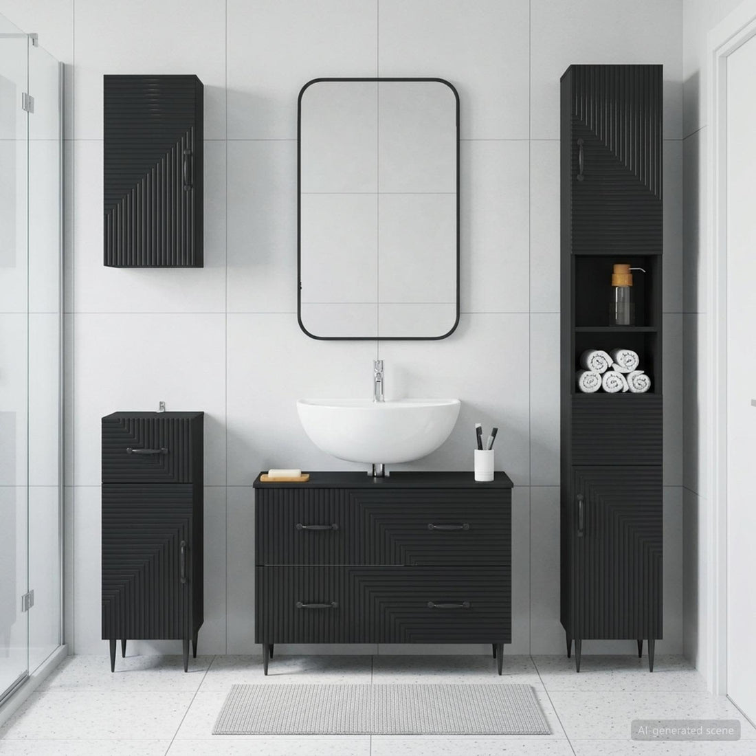 vidaXL Juego de armarios de baño de 4 piezas HAARLEM Negro