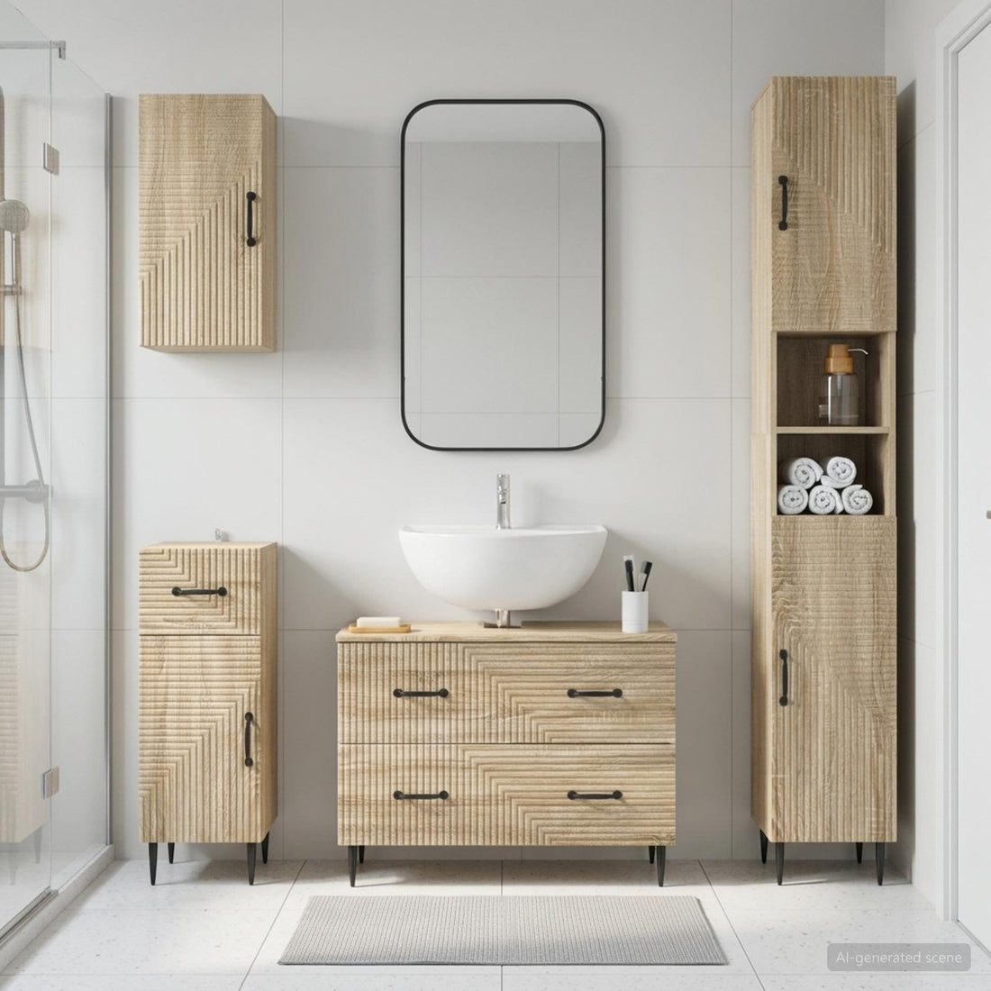 vidaXL Juego de armarios de baño de 4 piezas HAARLEM Roble Sonoma